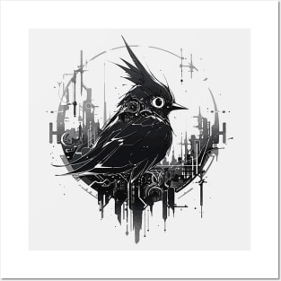 Cyber punk cardinal (black) Posters and Art